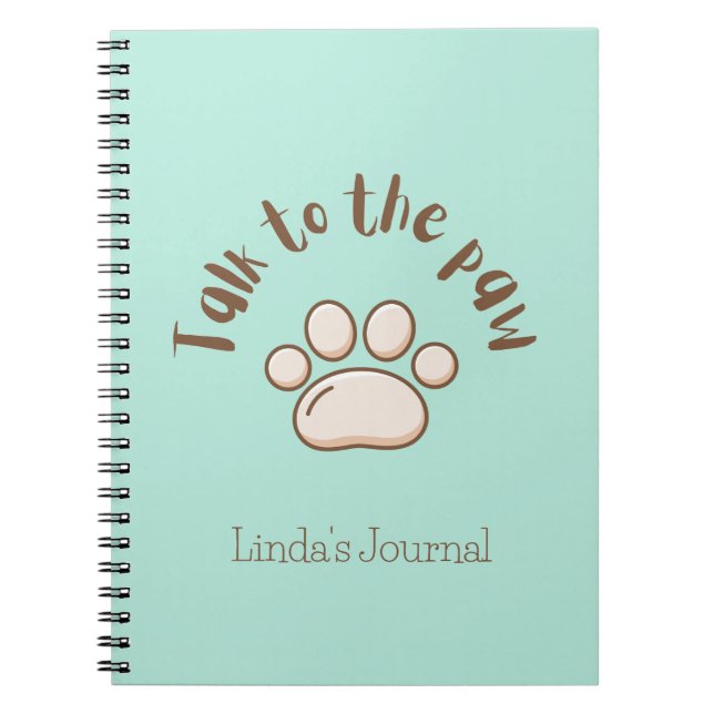 Talk to the paw illustrated minimalistic minty cat notebook (Front)