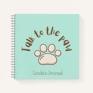 Talk to the paw illustrated minimalistic minty cat notebook