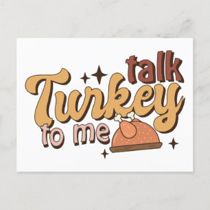 Talk Turkey to Me Funny Retro Thanksgiving Postcard
