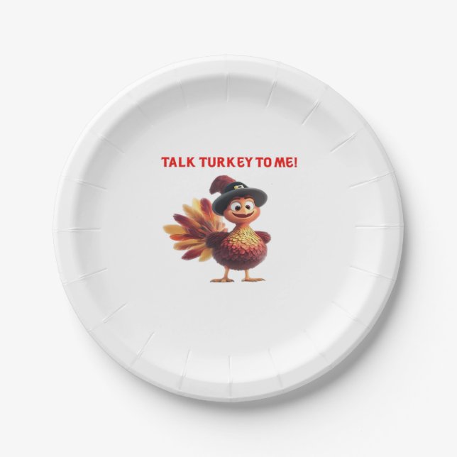 Talk Turkey To Me Funny Thanksgiving Design Classi Paper Plates (Front)