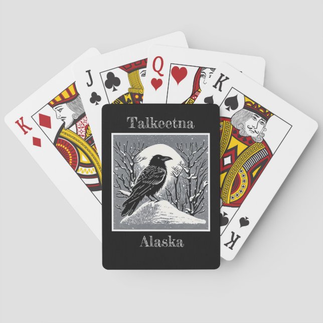 Talkeetna Alaska Raven in Snow  Poker Cards (Back)