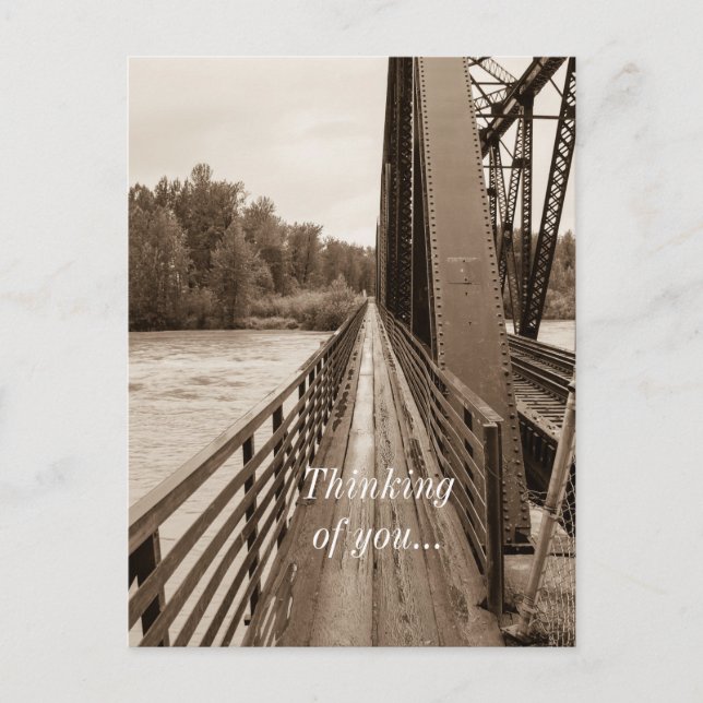 Talkeetna Railroad Bridge Walkway Thinking Of You Postcard (Front)