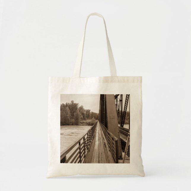 Talkeetna Railroad Bridge Walkway Tote Bag (Front)