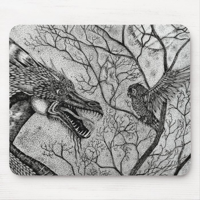 Talkin' Trash Dragon and Owl Mousepad