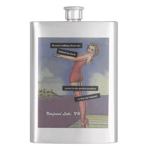 Talking About Me Behind My Back Vintage Funny Lake Flask