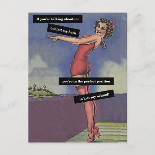Talking About Me Behind My Back Vintage Funny Postcard