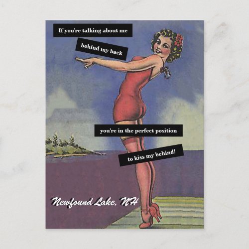 Talking About Me Behind My Back Vintage Funny Postcard