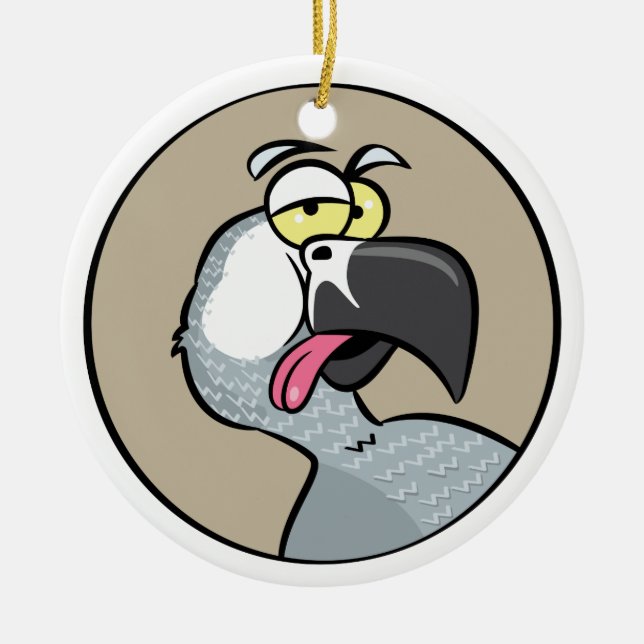 Talking African Gray Parrot Ceramic Ornament (Front)