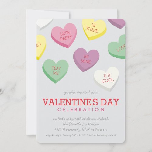 Talking Candy Heart Valentine Day Party Invitation