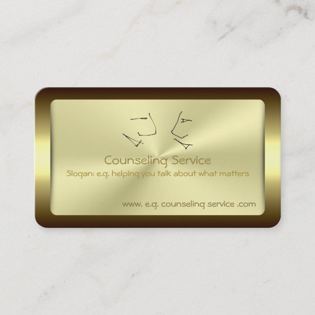 Talking Heads, Counselor, golden metallic-effect Business Card (Front)
