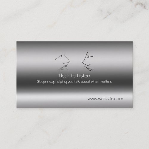 Talking Heads Hear to Listen therapy metal_look Business Card