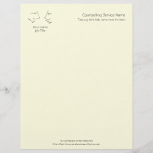 Talking Heads, line-art logo of two heads talking Letterhead