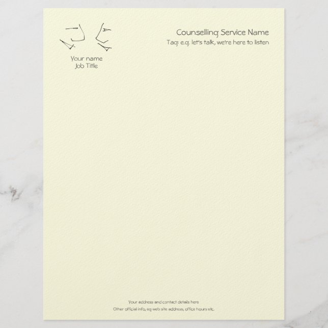 Talking Heads, line-art logo of two heads talking Letterhead (Front)