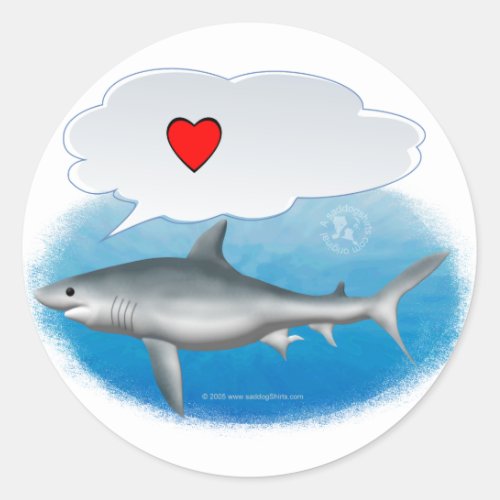 Talking I heart shark Classic Round Sticker