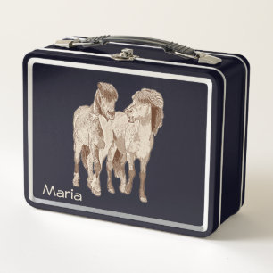 Talking Icelandic horses Metal Lunch Box