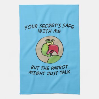 Talking Indian Ringneck Parrot Kitchen Towel by Iantos_Place at Zazzle