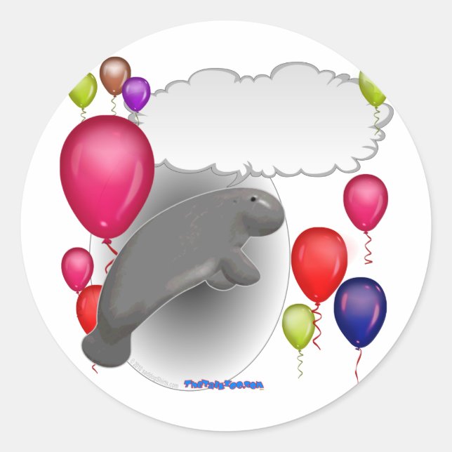 Talking Manatee Party Classic Round Sticker (Front)