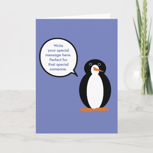 Talking Ms Penguin in Her Birthday Suit Card