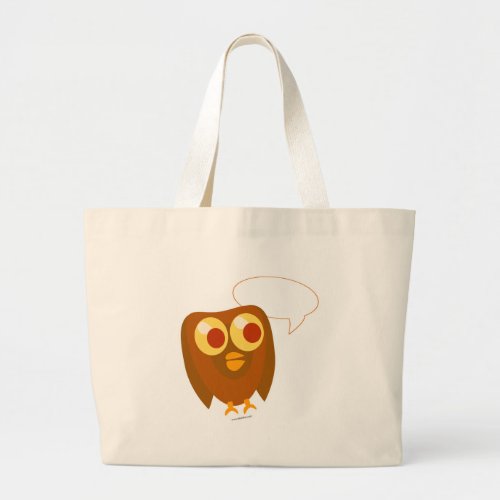 Talking Owl Custom Cartoon Character Design Large Tote Bag