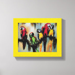 Talking Parrots ~ Wrapped Canvas .75" Thick Print