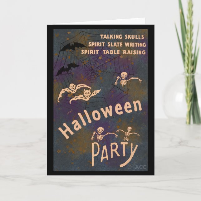 Talking Skulls Spirit Writing Halloween Party Card (Front)
