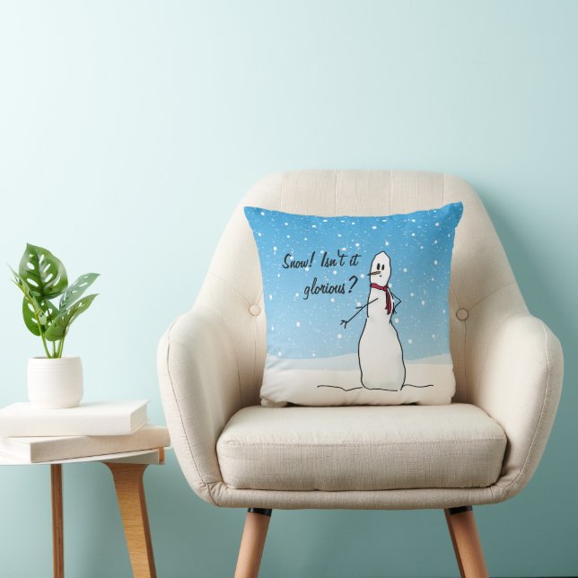 Talking Snowman Loves Snow Throw Pillow (Chair)