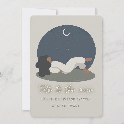Talking to the moon  Positive greeting card