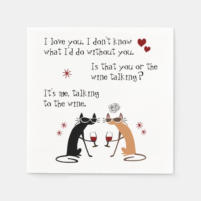 Talking to the Wine Funny Cat Napkins (Front)