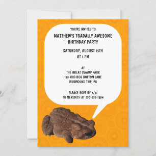 Talking Toad Toadally Awesome Birthday Party Invitation