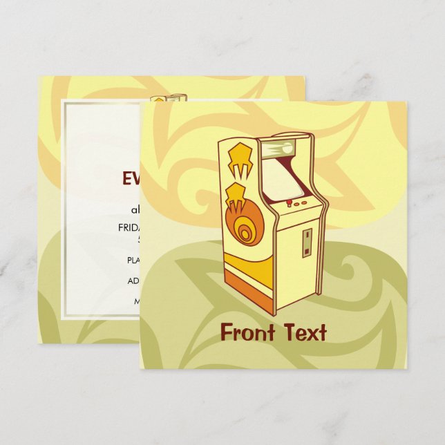 Tall Arcade Games Console Invitation (Front/Back)