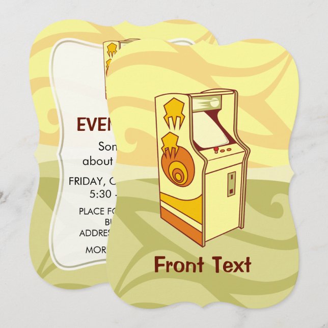 Tall Arcade Games Console Invitation (Front/Back)