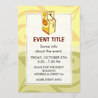 Tall Arcade Games Console Invitation