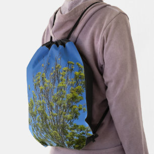 Tall Ash Tree In The Beautiful Blue Sky Photo  Drawstring Bag
