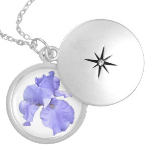 Tall Bearded Purple Iris Silver Plated Necklace