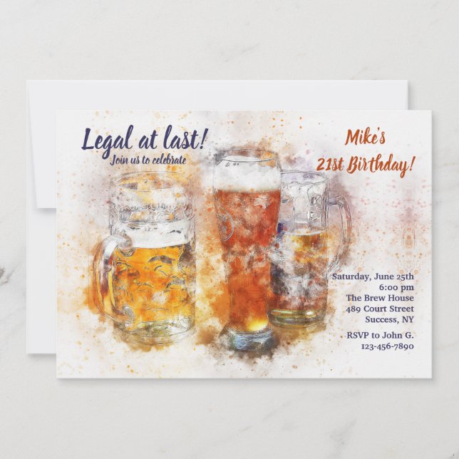 Tall Beer Glasses Invitation (Front)