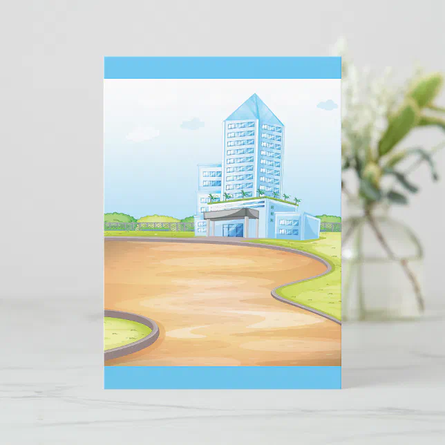 Tall Blue Building Invitations | Zazzle