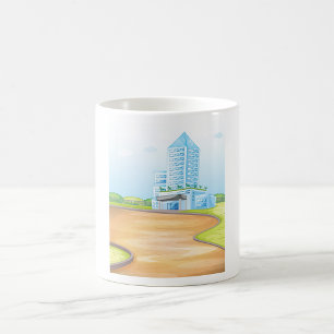 Tall Blue Building Mug