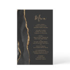 Tall Budget Black Gold Agate Dark Wedding Menu