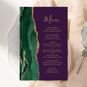 Tall Budget Emerald Green Gold Agate Plum Wedding