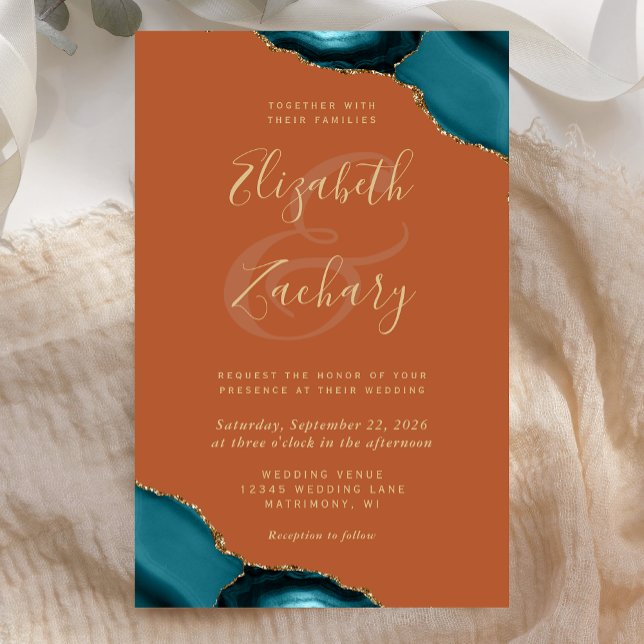 Tall Budget Teal Blue Agate Corners Rust Wedding (Creator Uploaded)