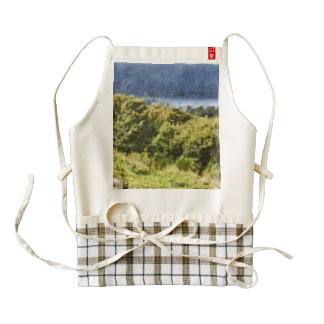 Tall bushes on shore of a lake zazzle HEART apron