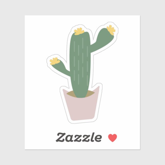 Tall Cactus Potted Botanical Cacti Floral Green Sticker (Sheet)