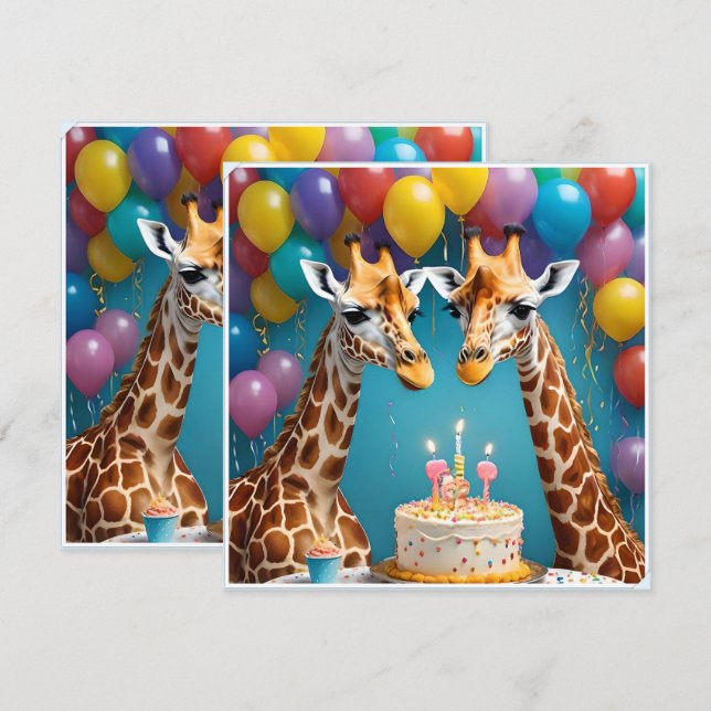 **"Tall Celebrations: A Giraffe's Birthday Bash"** Invitation (Front/Back)