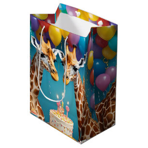 **"Tall Celebrations: A Giraffe's Birthday Bash"** Medium Gift Bag