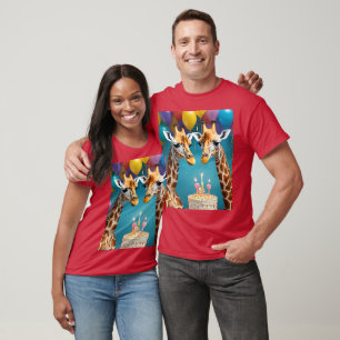 **"Tall Celebrations: A Giraffe's Birthday Bash"** T-Shirt