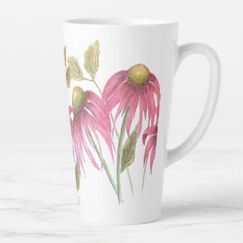 Tall coneflower mug latte mug