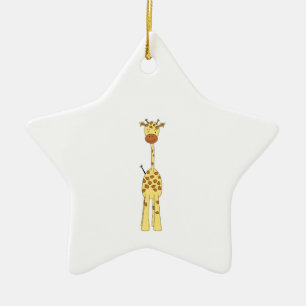 Tall Cute Giraffe. Cartoon Animal. Ceramic Ornament