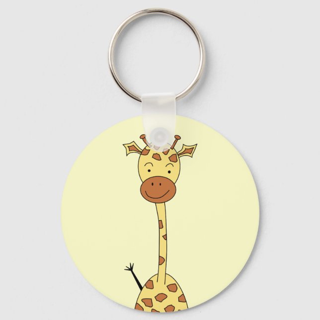 Tall Cute Giraffe. Cartoon Animal. Keychain (Front)