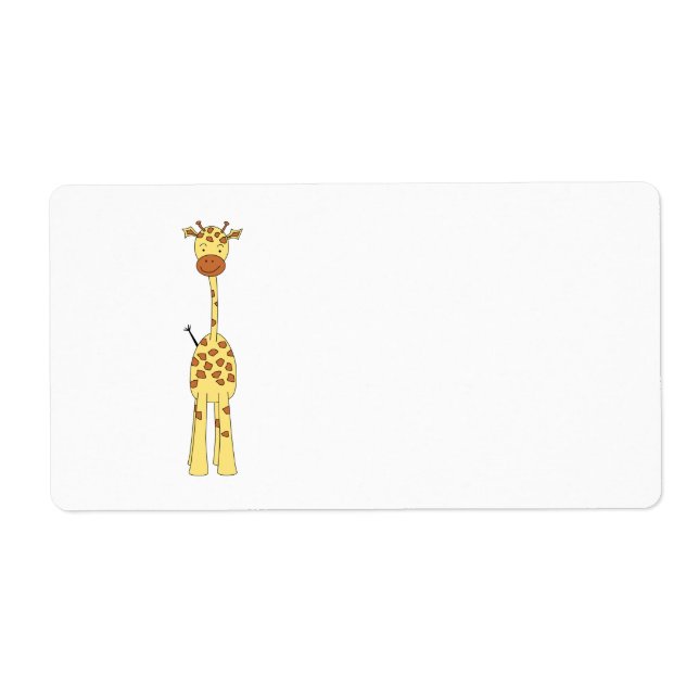 Tall Cute Giraffe. Cartoon Animal. Label (Front)
