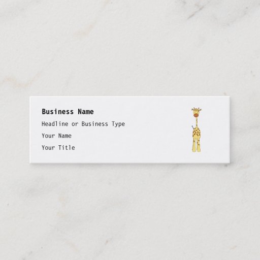 Customizable Tall Cute Giraffe. Cartoon Animal. Business Card Templates